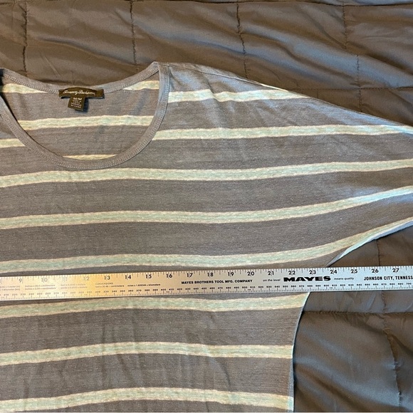 Tommy Bahama 100% linen striped blue dolman batwing 3/4 sleeve top size M - Picture 3 of 9